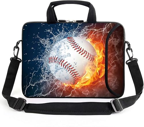 AMARY 17" Laptop Shoulder Bag Carrying Case Adjustable shoulder straps, comfortable handle, front pocket for storing mouse (Baseball) - color: Baseball