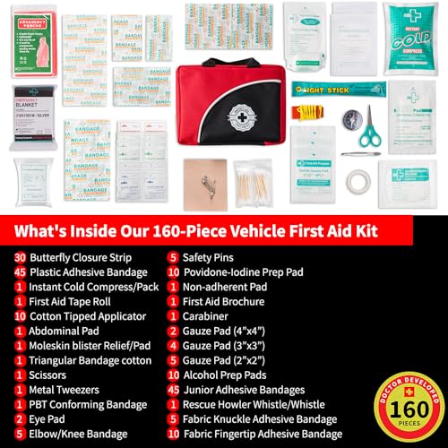 Protect Life Survival First Aid Kit for Home/Business, Camping Survival Kits | Mini Travel First Aid Kit | Camping Equipment | Small Kits for Car | Outdoor Emergency Survivals Pack - 160pcs - size: 160 Pieces Kit