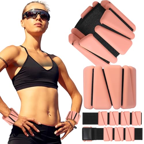 Vinsot Pilates 2Lbs Each(Set of 4) Wrist Ankle Weights for Women, Wearable Arm Leg, Adjustable Weighted Wristbands Arm Leg Weights Suitable for Walking Swimming Running Yoga Gym - color: Flesh color