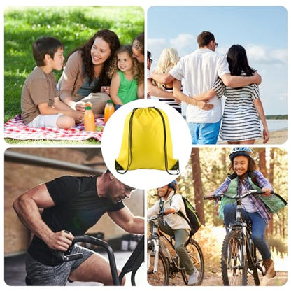KUUQA 2 Pcs Yellow Drawstring Backpack Drawstring Bag Bulk Sports Cinch Bags String Backpack Storage Bags for Gym Traveling - color: Yellow