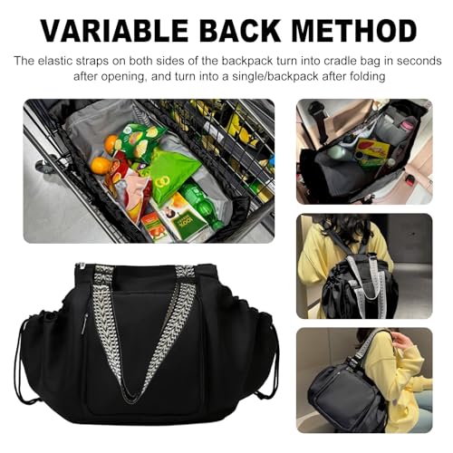 Multifunctional Travel Organizer Bag for Ladies - Doubles as a Stylish Backpack, Crossbody and Shoulder Bag, Boasts Great Storage Capacity(Black) - color: Black