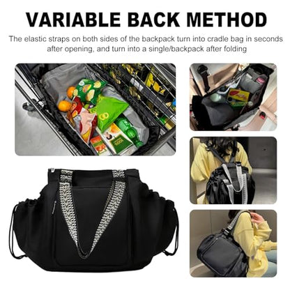 Multifunctional Travel Organizer Bag for Ladies - Doubles as a Stylish Backpack, Crossbody and Shoulder Bag, Boasts Great Storage Capacity(Black) - color: Black