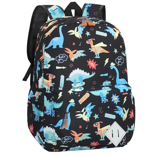 Kids Backpack for Girls Boys - 15 Inch Dinosaur Childrens Backpack Cute School Bag Kindergarten Backpack for Ages 3-8, Black - color: Black
