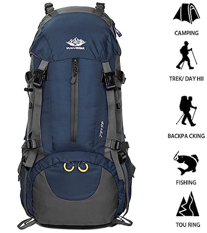 Esup 50L Hiking Backpack Men Camping Backpack with rain cover 45l+5l Lightweight Backpacking Backpack Travel Backpack - color: Blue