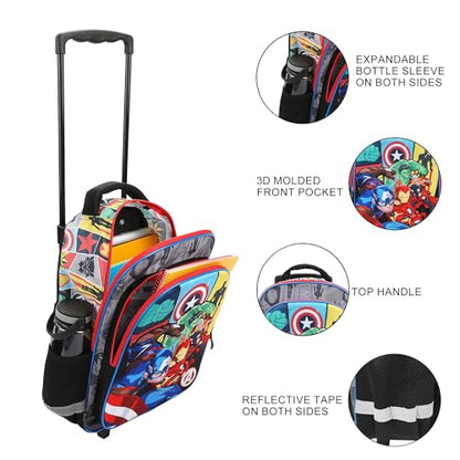 Bioworld Marvel Avengers 16" Rolling Travel Backpack - color: Avengers Character Roster Rolling