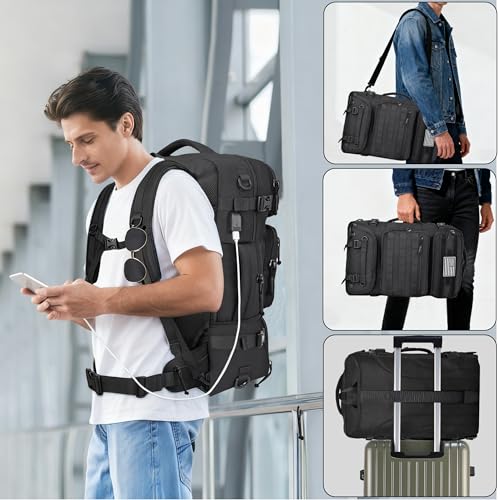 DEYACE 40L Travel Airline Backpack Men TSA Approved with Shoes Compartment | YKK-Zipper ,Fits 17.3 Inch Laptop,AER Travel Pack,Carry-on Size, Everyday Use Laptop Bag,for Weekender