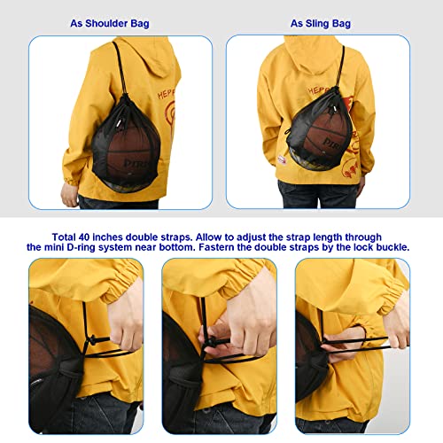 Cosmos Basketball Bag Basketball Backpack - Soccer Football Single Ball Storage Mesh Back Sack Crossbody Sling Sackpack for Volleyball Rugby Equipment, Sport Bag Organizer for Gym Pool Beach Travel