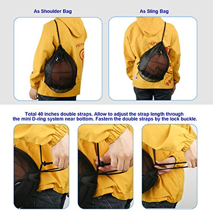 Cosmos Basketball Bag Basketball Backpack - Soccer Football Single Ball Storage Mesh Back Sack Crossbody Sling Sackpack for Volleyball Rugby Equipment, Sport Bag Organizer for Gym Pool Beach Travel