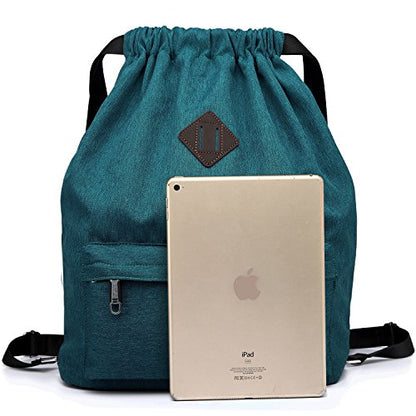KAUKKO Drawstring Sports Backpack Gym Yoga Bag Shoulder Rucksack for Men and Women(1031-ARMY GREEN) - color: Blue