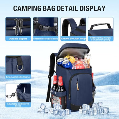 Backpack Cooler - 40 Cans Insulated Cooler Backpack for Men & Women - color: Blue, size: 40 Cans