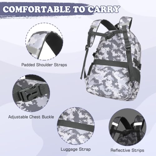 Camo Backpack for Boys, Tactical Boys Backpack with Lunch Box Pencil Case, Kids Backpacks with USB Charging Port, Military Army School Bookbag for Teen Boy Elementary Middle High School Camp - color: Grey