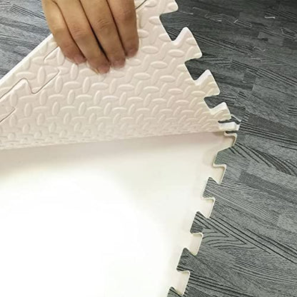 100 Sq. Ft 3/8 Inch Thick Printed Foam Tiles Interlocking Foam Mat, Sea Haze Grey Wood Grain Style Print, (24"x24", 25 pcs), Protective Flooring for Home, Exercise or Trade Show - color: Sea Haze Grey