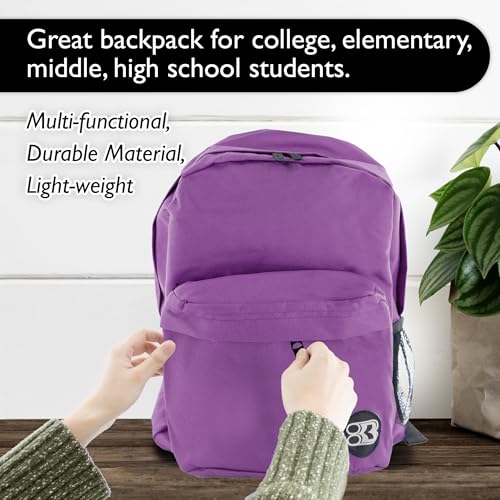 BAZIC 1057 Classic Backpack, Purple, 17" - color: Purple, size: 17"