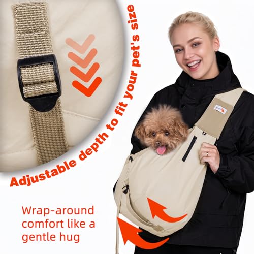 Dog Carrier Sling, Dog Carriers for Small Dogs Up to 20lbs, Beige - color: Beige