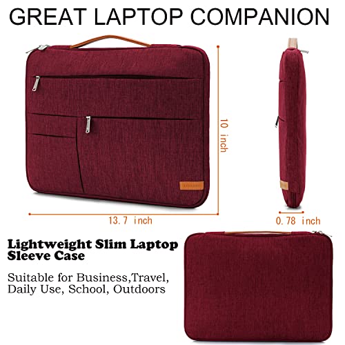 KINGSLONG 14 inch Laptop Sleeve Bag, Slim Shockproof Handbag, Computer Carrying Case Cover Compatible with MacBook Air/Pro, Acer Asus Dell HP Red - color: Red, size: 14 inch