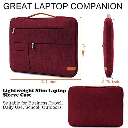 KINGSLONG 14 inch Laptop Sleeve Bag, Slim Shockproof Handbag, Computer Carrying Case Cover Compatible with MacBook Air/Pro, Acer Asus Dell HP Red - color: Red, size: 14 inch