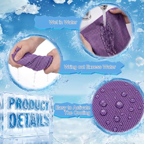Honoson 20 Pcs12x25 Inch Cooling Hoodie Towel Bulk for Neck and Face 40x12 Inch Quick Dry Sweat Towels Instant Ice Cold Towel for Hot Weather Run Yoga Gym(Light Gray, Dark Blue, Light Blue, Purple) - color: Light Gray, Dark Blue, Light Blue, Purple