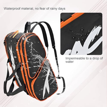 TILDOSAC Pickleball Bag - Large Paddle Bag for 4 Paddles & Accessories - Fence Hook, Extra Pockets, Shoe Compartment - color: Black