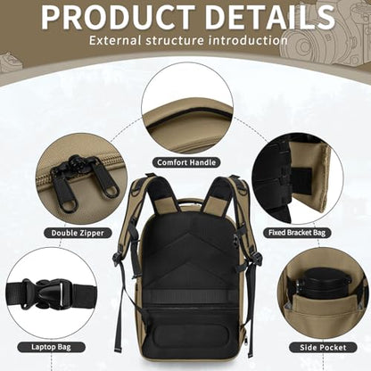 Camera Backpack, Hardshell DSLR Photography Camera Bag with Rain Cover, Waterproof Hard Shell Camera Case with Tripod Holder & 15.6" Laptop Compartment Compatible with Canon/Nikon/Sony/DJI Mavic Drone - color: Khaki