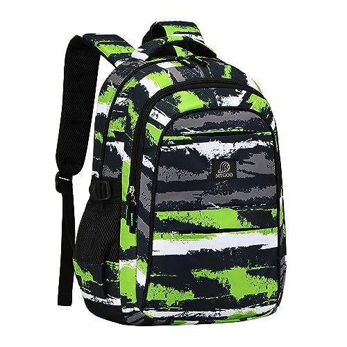 MYGOO Boys School Backpack Euclid Urban Green Bookbag for Elementary Middle School Ages 5-12, 17 inch Large Capacity 24L Kids Student Travel Bags - color: Euclid Urban Green