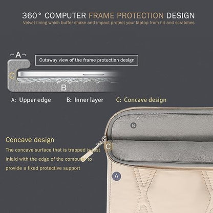 Voova Puffy Laptop Sleeve Case 14 15 Inch Compatible with MacBook Air 15 M2/M3/M4 2022-2025, MacBook Pro 15, Hp chromebook 14, Cute Computer Cover Bag with Accessories Pouch, Apricot - color: Apricot, size: 14-15 Inch