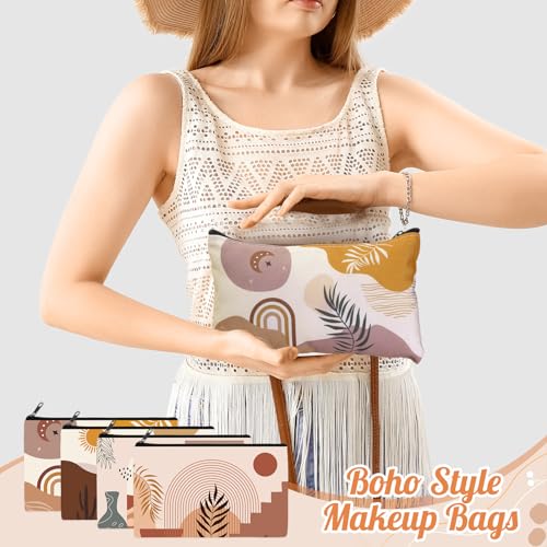 Reginary 20 Pcs Makeup Bags Gifts for Women Canvas Cosmetic Bags with Zipper Bulk Gift for Women Travel Purse Organizer Pouch Accessory, Toiletry Large Capacity, 7 x 4.3 Inch(Boho) - style: Bohemian