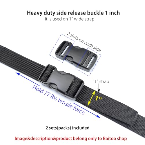 Side Release Buckles Heavy Duty Plastic Buckle Snap Clips Clasps Backpack Buckle Replacement for Strap - style: 1 Inch - 2sets