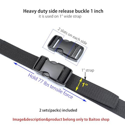 Side Release Buckles Heavy Duty Plastic Buckle Snap Clips Clasps Backpack Buckle Replacement for Strap - style: 1 Inch - 2sets