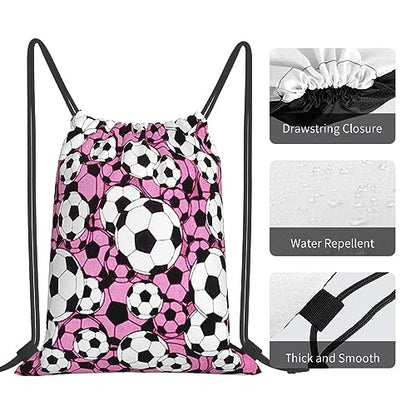 Soccer Drawstring Backpack Gym String Bag Water Resistant Drawstring Sackpack Sport For Womens Mens - color: Football3