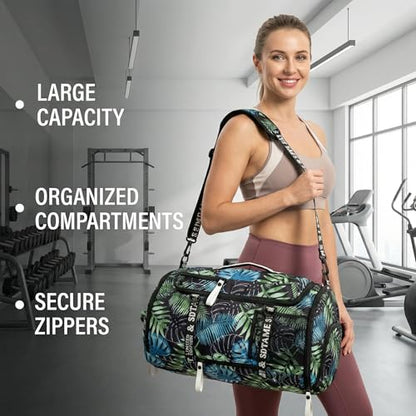 Gym Duffle Bag Backpack with Shoe Compartment,4 ways Travel Backpack for Women and Men,Multi-Functional Weekender bag with Waterproof Layer&Laptop Compartment for Fitness, Travel,Camping - color: Bronze