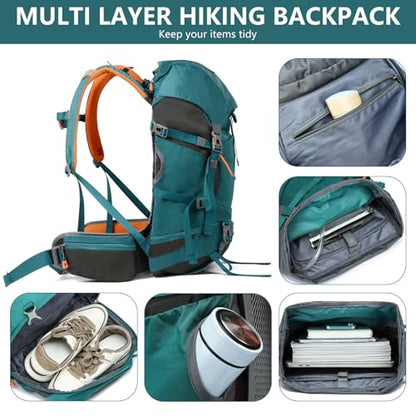 35L Hiking Backpack for Women men,Waterproof Camping Outdoor Backpacking Backpack for Travel lightweight Hiking Trekking Daypack - color: Green