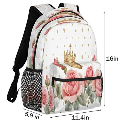 Crown Roses Laptop Backpack for Women 17 inch Backpacks Lightweight Computer Bag Rucksack Casual Daypack Work Travel - color: Multicolor-4