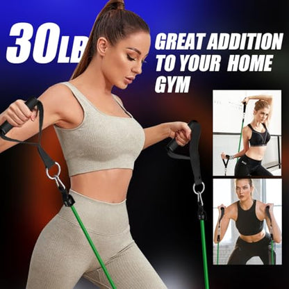 VEICK Resistance Bands, One Single Exercise Bands, Workout Bands Resistance Training for Home Workouts Fitness Pilates - color: Green(30LBS) + Handles