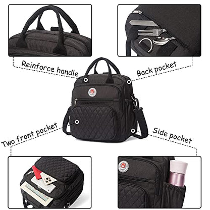 Insulated Lunch Bag Backpack for Women/Men, 3 carrying way Lunch Tote, Large Waterproof Cooler Box with Side pockets for Adults, College, Work, Beach, Picnic, Black - color: Black
