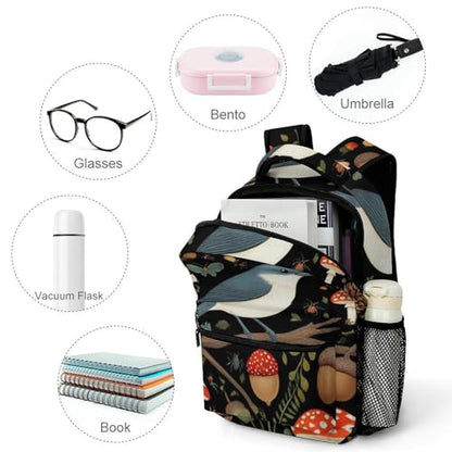 Fashion Laptop Backpack for Women Men, Lightweight Book Bags with Adjustable Strap Strap Bird Mushroom Gifts Casual Daypack for Office College - color: Color(540)