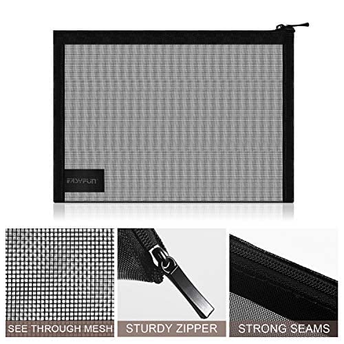 EASYFUN Mesh Pouch, Make up Bag with Zipper Cosmetic Organizer Pouch for Daily or Travel to Keep Small Items, 4 PCS Black - color: Black