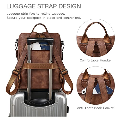 Shrrie Backpack Purse for Women Leather Backpack Fashion Designer Travel Backpack Convertible Shoulder Bag - color: 1-1-two-toned Brown