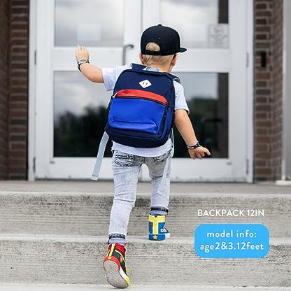 STEAMEDBUN Toddler Preschool Backpack for Boys 2-4,Mini - color: Dark-blue&red, size: Mini - 12"H