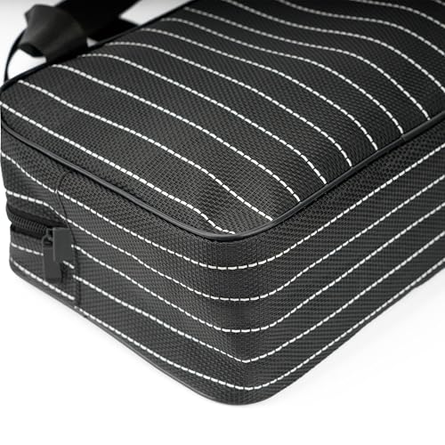 REDSINDA Mesh Shower Caddy Bag for Bathroom Gym Camping Portable Travel Mesh Toiletry Bag for Women Men - color: Large Black with White Stripes