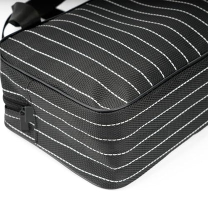 REDSINDA Mesh Shower Caddy Bag for Bathroom Gym Camping Portable Travel Mesh Toiletry Bag for Women Men - color: Large Black with White Stripes