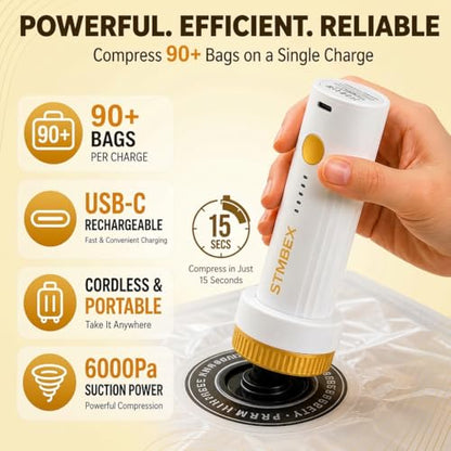 Vacuum Storage Bags with Electric Pump, Travel Vacuum Bags with USB-C Pump, Vacuum Seal Bags for Clothing Travel, Compression Sacks for Suitcase Packing, Reusable Space Saver Bags (16 Pack)