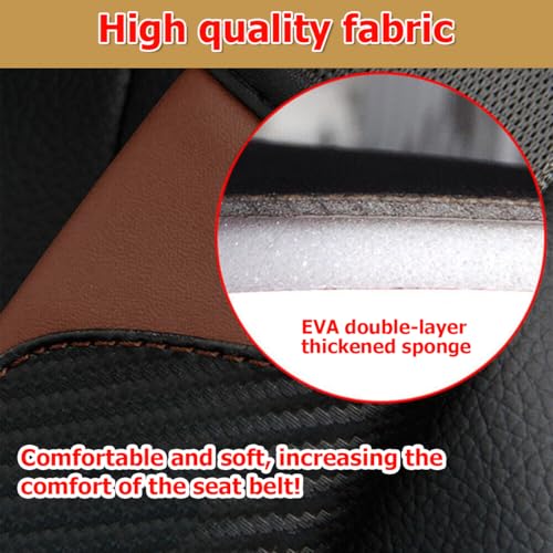 AUCELI 2PCS Car Seat Belt Cover, Carbon Fiber Seatbelt Shoulder Strap Covers, Breathable Leather Soft Harness Pad Protect Your Neck and Shoulder Compatible with Cars - color: Black/Coffee