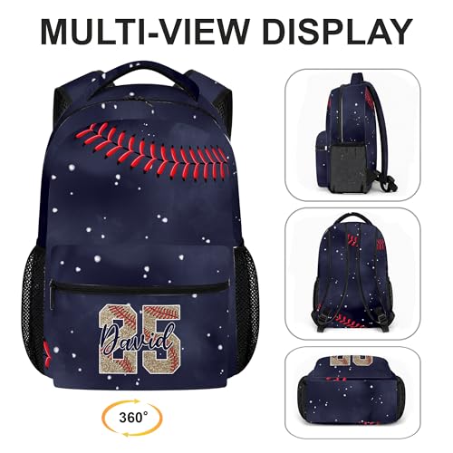 Personalized Baseball Drip Backpack for Kids Boys Girls, Blue Ice Cream Print Travel Bag, Multi Pocket Everyday Backpack (#7) - color: #7