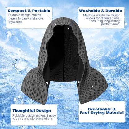 Honoson 20 Pcs12x25 Inch Cooling Hoodie Towel Bulk for Neck and Face 40x12 Inch Quick Dry Sweat Towels Instant Ice Cold Towel for Hot Weather Run Yoga Gym(Dark Gray,Dark Blue) - color: Dark Gray,dark Blue