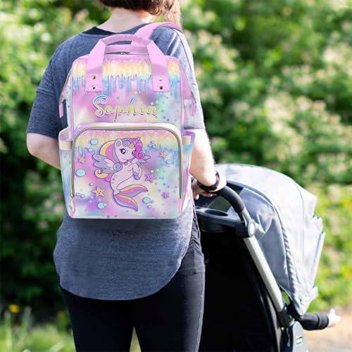 Newcos Custom Name Diaper Bag for Newborn Baby, Personalized Mommy Bags Diaper Backpack with Water Bottle, Customized Nursing Bags Monogram Tote for Mom Wife Women Baby Mothers Day Pink - color: Patten 17