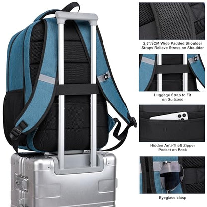 CAFELE Laptop Backpack 17.3 Inch Computer Backpack Daypack Water-Repellent Laptop Bag with USB Charging Port for Business/School/Travel/Women/Men (Lake blue, 17.3 Inches) - color: Lake Blue