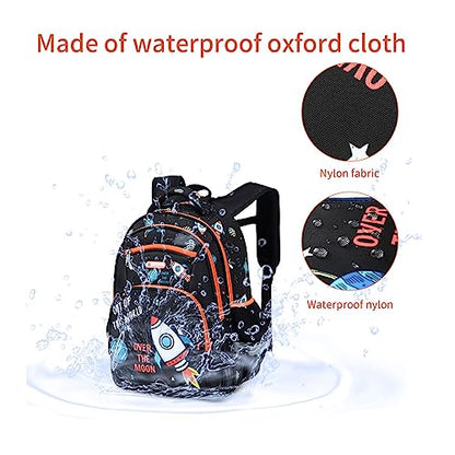 Cusangel Backpack for Boys Girls School Bookbags,Kindergarten Elementary Middle School Lightweight Waterproof Multifunctional Large Capacity for Backpack (16 inch Space Fun Prints) - color: Black Space 16in