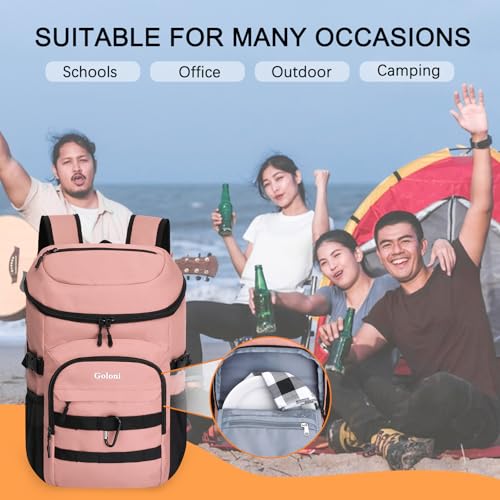 Cooler Backpack Insulated Leak Proof,Small Soft Coolers Bag for Men and Women Camping,Travel,Beach,Hiking,Picnic - color: Light Pink