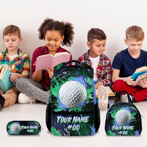 COZYAURA Kids' Backpacks - Personalized Golf Backpack Set for Boys Girls - Sports Bookbag for Elementary Middle School - Cool Ball School Bag with Lunch Bag & Pencil Case - color: Style-a
