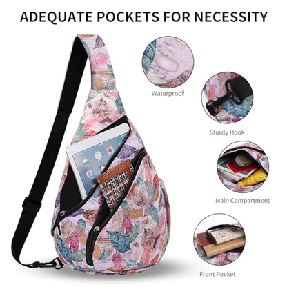HUA ANGEL Crossbody Sling Bag for Men & Women Lightweight Waterproof Chest Shoulder Bag for Travel Hiking & Everyday Use - color: W-dried Leaf